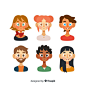 Hand drawn people avatar collection Free Vector