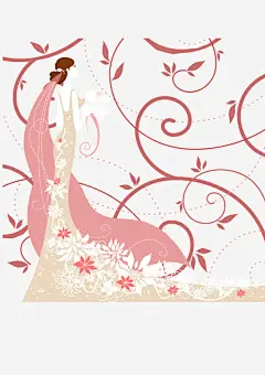 扁平化优雅捧花新娘免抠素材 平面电商 创意素材 png素材