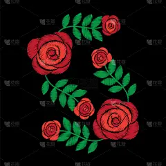 玫瑰,叶子,式样,刺绣,时尚,自然,华丽的,红色,高雅,花