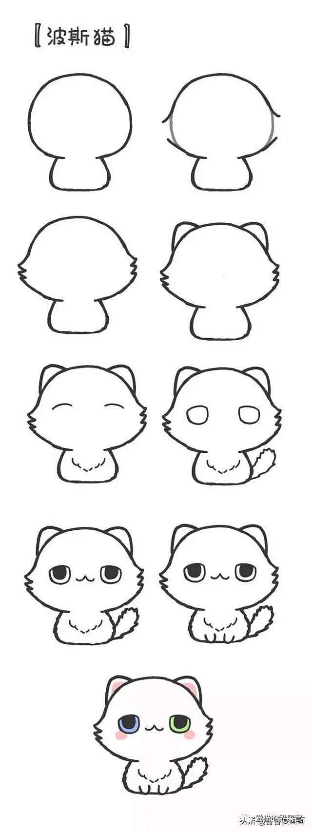 萌翻的猫咪简笔画,敲可爱有木有!你也可以.