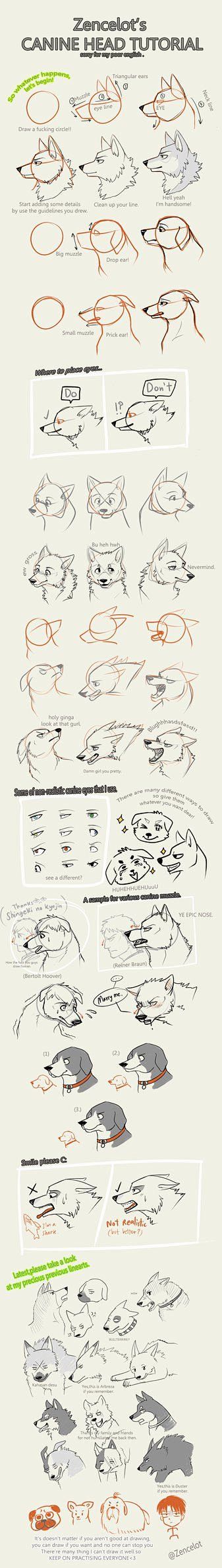 How to draw wolf hea...