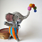 Needle felted Animal  Needle felted Elephant by MissBumbles, $80.00