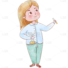 手绘科研实验女孩