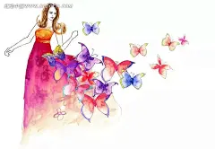美女与飞舞的蝴蝶PSD分层素材|插画|飞舞|风景|韩国|蝴蝶|绘本|卡通|可爱|漫画|美女与飞舞的蝴蝶|梦幻|墨点|墨迹笔刷|墨迹素材|人物|色彩|手绘|手绘风格插画背景素材|水彩|水墨|跳舞|唯美|五颜六色|渲染|艺术