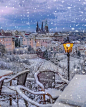 布拉格的雪夜  美如童话世界 ​​​​