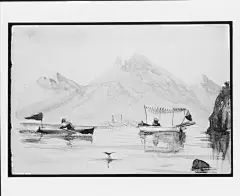 john singer sargent-Boats on Mountain Lake (from Switzerland 1869 Sketchbook)