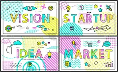 视觉和启动收集矢量插图