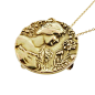 Art Nouveau 10K Gold Daisy Lady Pendant & Watch Pin image 3