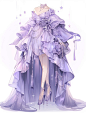 紫色系婚纱礼服｜服装设计oc插画手帐素材
