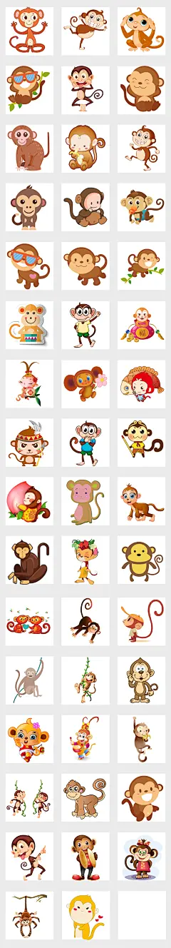 猴子动物卡通免扣素材