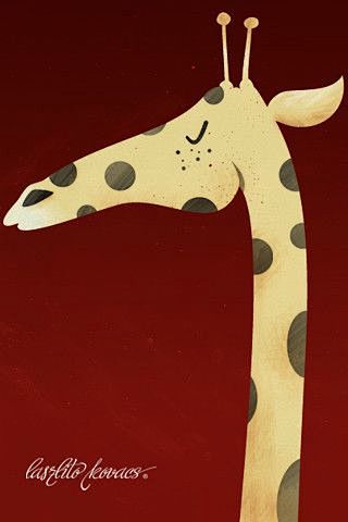 一组长颈鹿的治愈系插画图片
