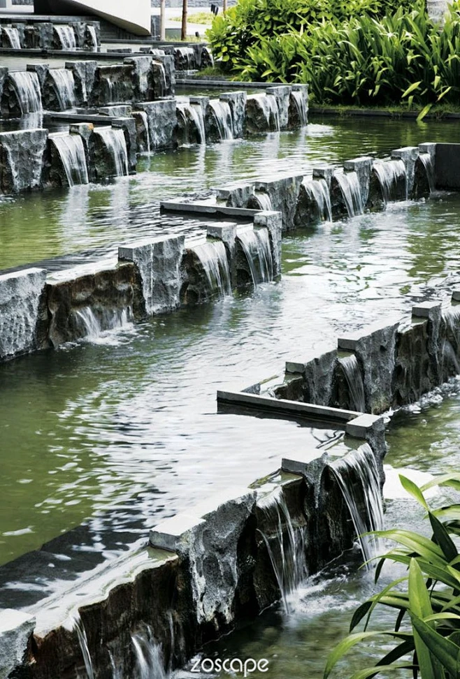 水景设计#水景意向图#zoscape#景观水景#跌水景观-花瓣网
