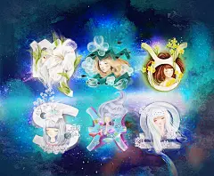 【已商用】叶大当家小清新十二星座系列花茶包装插画