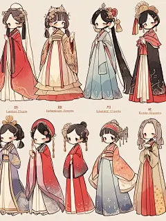 Q版人物，古风汉服