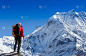 喜马拉雅山脉,徒步旅行,天空,休闲活动,水平画幅,雪,户外,白人,男性,仅男人