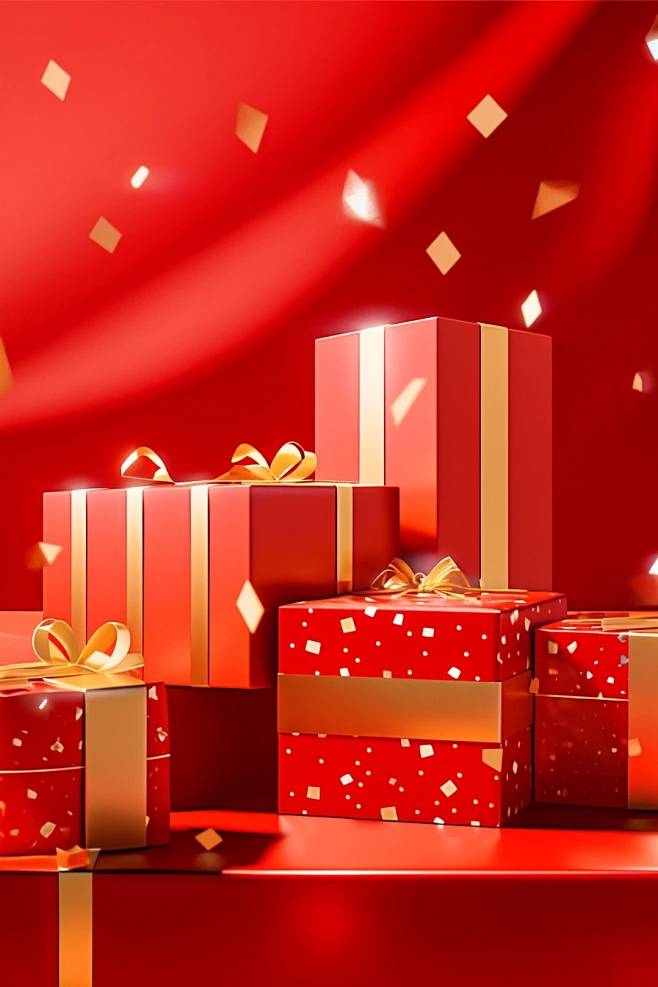 Red present boxes wi...
