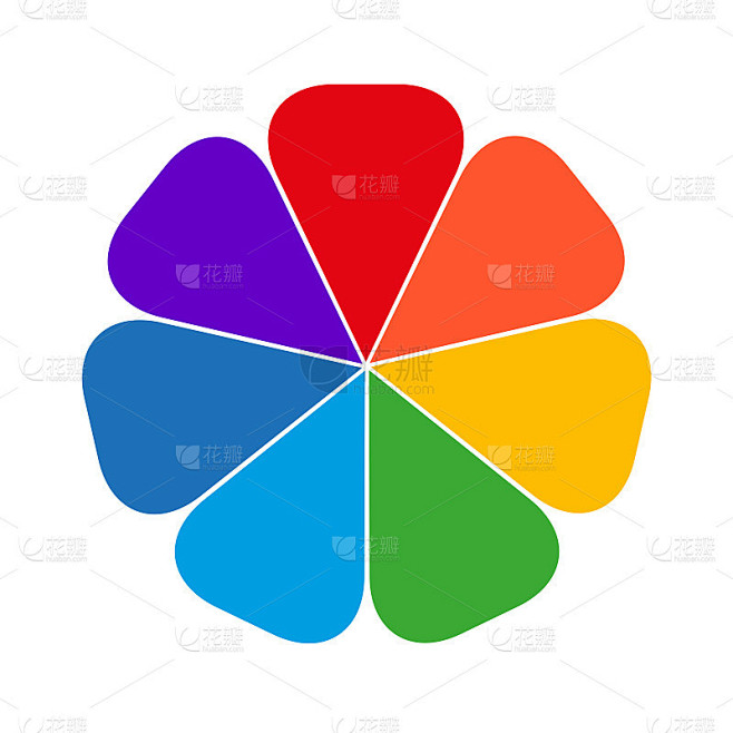 七色的花。图表元素。矢量图