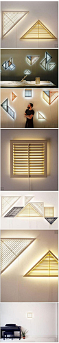 【打开天窗吧】设计师 Philippe Malouin设计的这款灯具，有柔和的LED光源，外形酷似百叶窗，整体感觉就像是日光透过百叶窗洒进你的房间一样！很不错，给你的墙上开扇“窗”吧！