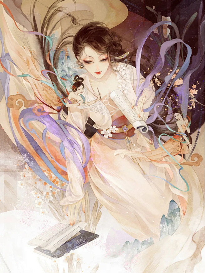 丹凤眼的古风神魔插画虚妄系列