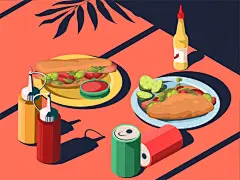 美食插画如何呈现创意？ - 优优教程网 - 自学就上优优网 - UiiiUiii.com : 插画师 Helen Lee 的一组美食扁平插画作品，作者巧妙的运用色彩，几何图形，纹理，图案和灯光；每一幅画都非常治愈，从画面中也可以看出作者是一个非常精致、热爱生活的人。
