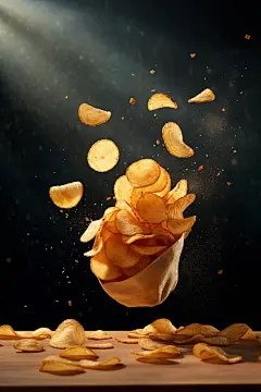 休闲薯片膨化食品零食美食摄影图