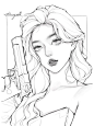 女生线稿练习✏️ : “不好意思你被逮捕了，罪名 偷心盗贼” 对@饭没了 老婆的美貌真的欲罢不能 —♡♡♡♡♡—— 临摹，商用、二改 笔刷：花花常用 软件：procreate #画画  #寻找小红书绘画大神  #阿