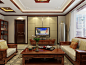 新中式风格三居130平家庭客厅沙发茶几灯具装修效果图