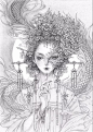 唯美古风《半面妆》插画，有些容颜望一眼就终身思念勾画首饰
