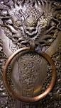门环,把手,古董,贞德,动物头,中国龙,过时的,门把手,垂直画幅,褐色