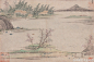 #山水画#【 明 姚绶 《三绝图册》 】册页，纸本设色，31.2×48.3cm×8，上海博物馆藏。 此册图作于弘治七年（公元1494年），作者时年73岁。姚绶的小景好作沙坳水曲，孤钓独吟，给人以沉静的美感。在表现技法和意趣上，画家继承了元吴镇的笔墨传统，风格粗放老辣，富于率达朴茂的情韵。