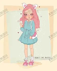 可爱卡通潮流少女插画 【酷图网】卡通时尚女孩,卡通,女孩,儿童,可爱,手绘,淡彩,人物,休闲女孩,卡通儿童