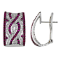 wedding photo - Ruby & Diamond Earrings 14k White Gold, Black Friday Cyber Monday Jewelry Gifts
