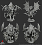 Project: ELITE aliens, Antonis Papantoniou : Miniatures for the tabletop, realtime miniature game Project:ELITE. These are created for mass-production, plastic injection moulding. With the exception of the megabosses, they are created to be produced using