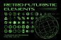 未来赛博朋克科技机能酸性抽象几何图标logo矢量ai图形设计素材 Retro Futuristic Elements插图