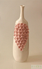 陶瓷瓷器花瓶现代简约装饰品时尚家居饰品手工捏花紫罗心形花瓶