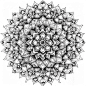 A mandala design featuring intricate patterns and shapes, perfect for coloring book pages. The drawing is detailed with clear lines that highlight the beauty of each element in the center flower pattern. It's an illustration suitable for adults to color, 