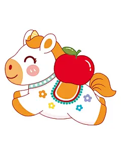 马宝宝奔腾卡通插画喜庆祝福519-33