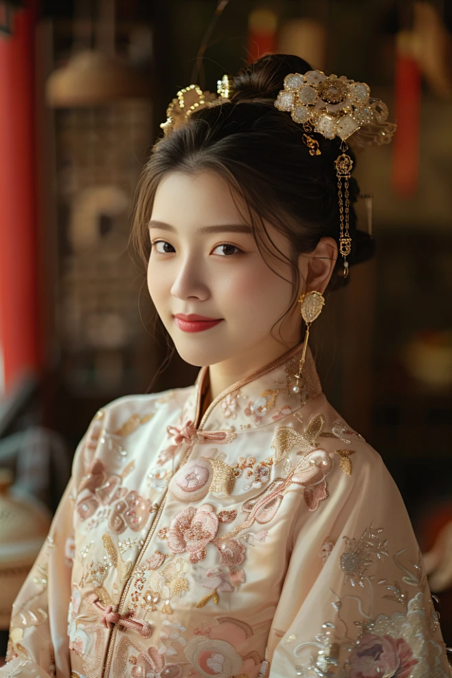 中式服装汉服美女肖像摄影图图片_摄影图图片素材-花瓣网