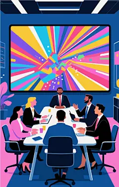 卡通商务会议洽谈插画
