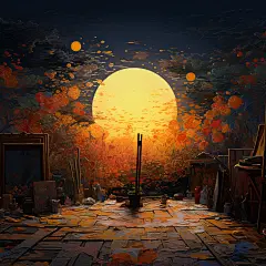 艺术，女孩，场景，壁纸，无版权，油画，星空，治愈，唯美 (38)