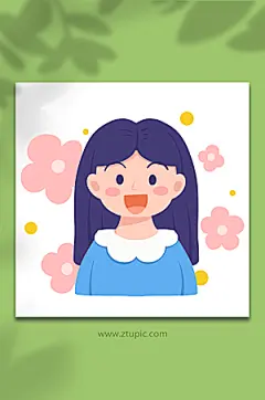 简洁女性面部头部护理元素设计