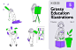 Grossy Education Illustrations 30幅在学校学习生活场景插画设计男女大学生插画图片_UIGUI