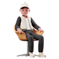 Male Character With Sitting Pose 年轻人男 潮男