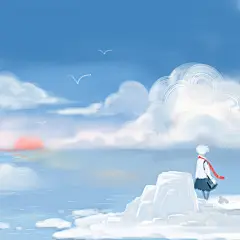 在南极看日出（版权未出售） | 老狼孩（Laowen） - 原创作品 - 涂鸦王国插画