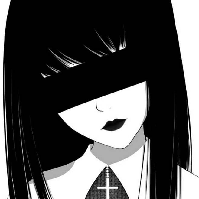 日式黑白漫画女头病娇图片