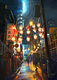 东京的小巷 | 教父wayne - 练习作品 - 涂鸦王国插画