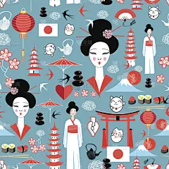图案中有各种日文元素