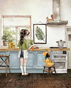 【韩国插画家Aeppol 的「森林女孩日记」系列插画欣赏】—— 韩国艺术家Aeppol 创建了一系列传达宁静的美丽的，异想天开的插画作品，她的作品表达了青春的纯真，自然的美丽以及仅凭独处就能找到的快乐。 -大作