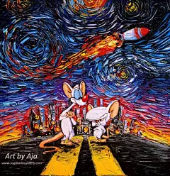 美国艺术家 Aja Kusick，将动漫等人物画入了梵高的画中，超有爱 ​​​​