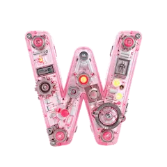 粉色机械机甲创意英文字符字母W